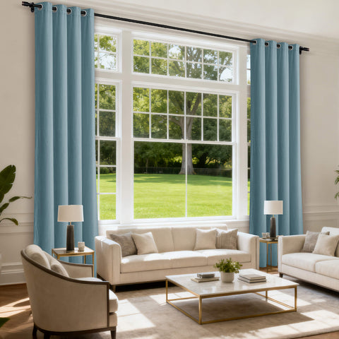 MJ11 Soft Velvet Blackout Drapes For Living Room Bedroom Grommet 1 Panel
