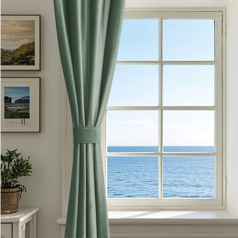 MJ11 Soft Velvet Blackout Drapes For Living Room Bedroom Grommet 1 Panel