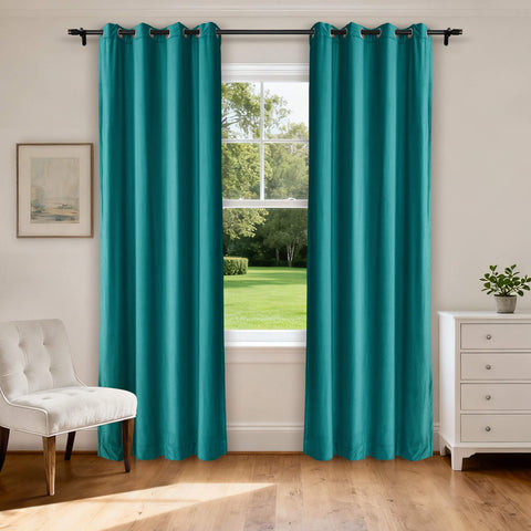 MJ11 Soft Velvet Blackout Drapes For Living Room Bedroom Grommet 1 Panel