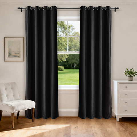 MJ11 Soft Velvet Blackout Drapes For Living Room Bedroom Grommet 1 Panel