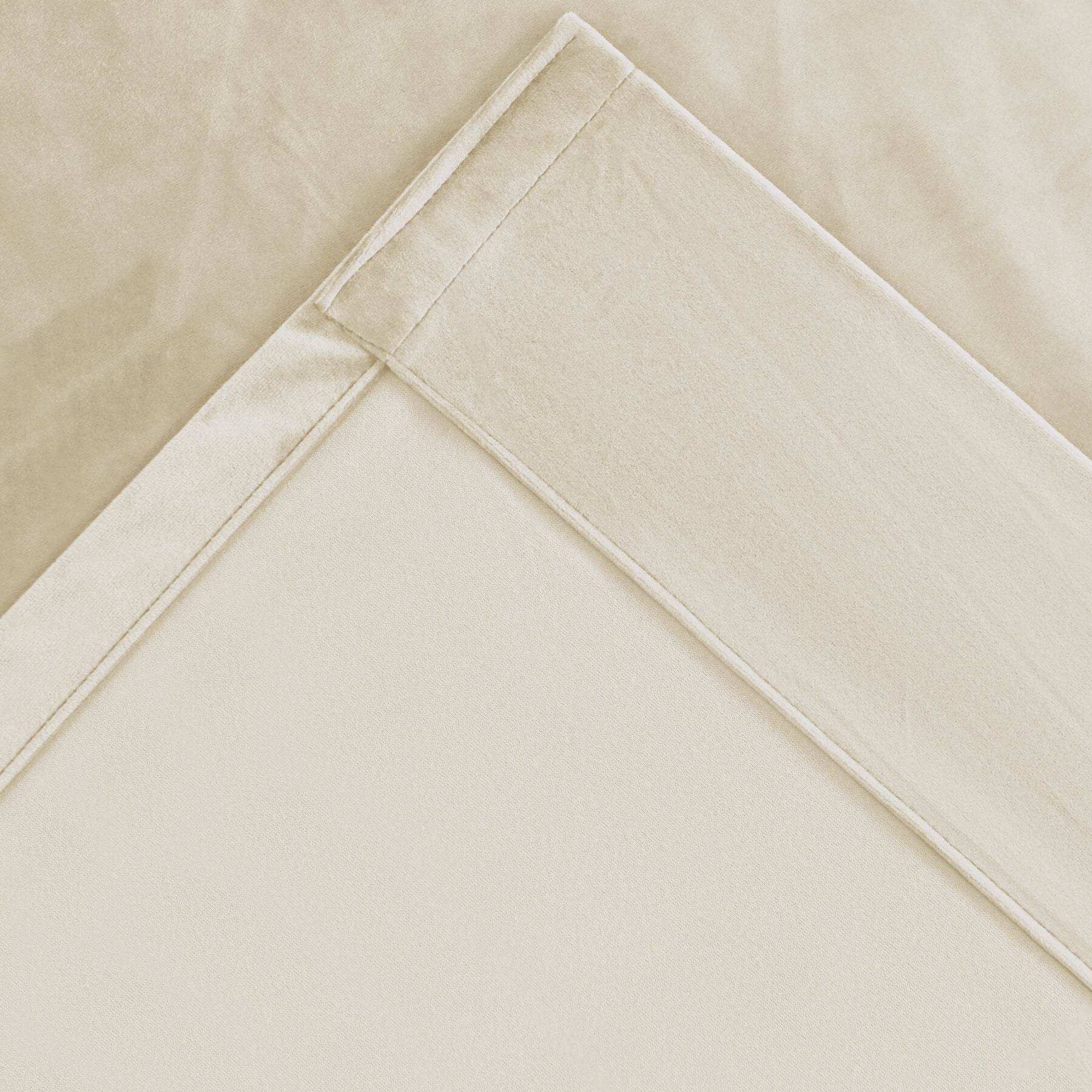MJ11 Soft Velvet Blackout Drapes For Living Room Bedroom Pinch Pleat - Cololeaf -- 57# Ivory