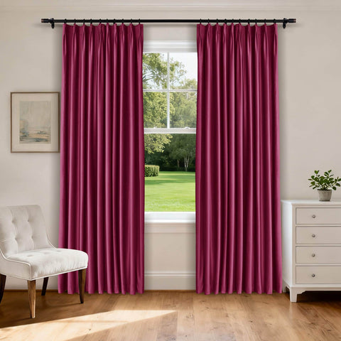 MJ11 Soft Velvet Blackout Drapes For Living Room Bedroom Pinch Pleat - Cololeaf -- 39# Burgundy Red