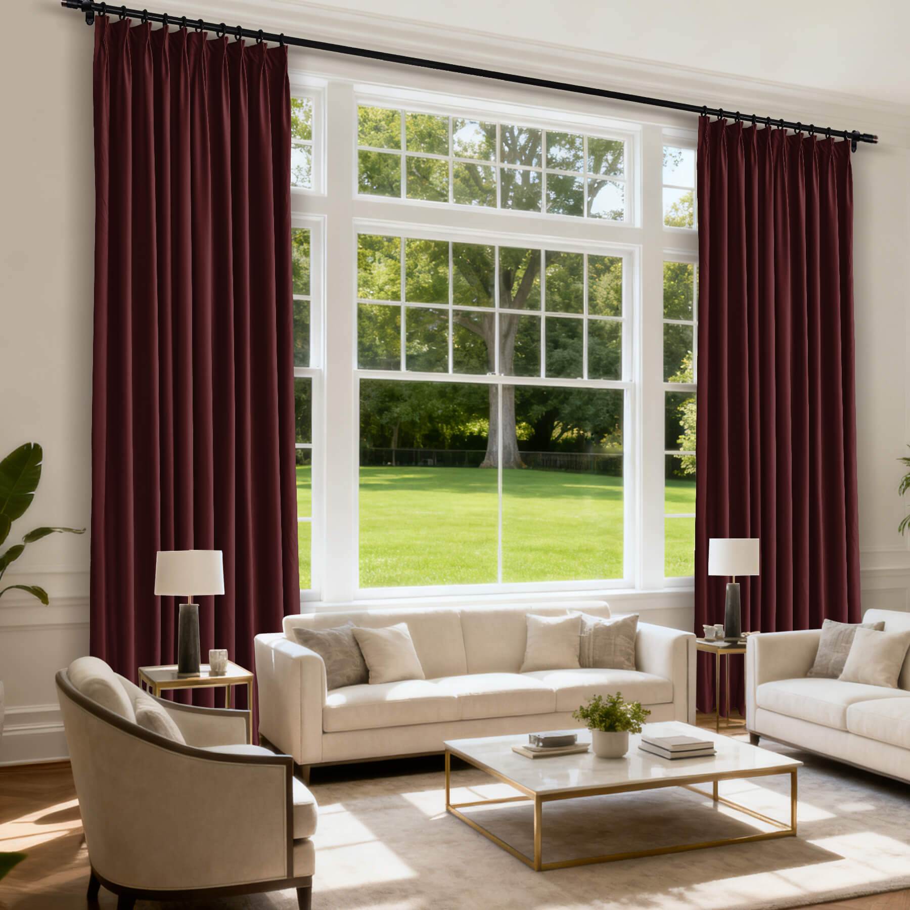 MJ11 Soft Velvet Blackout Drapes For Living Room Bedroom Pinch Pleat - Cololeaf -- 57# Ivory