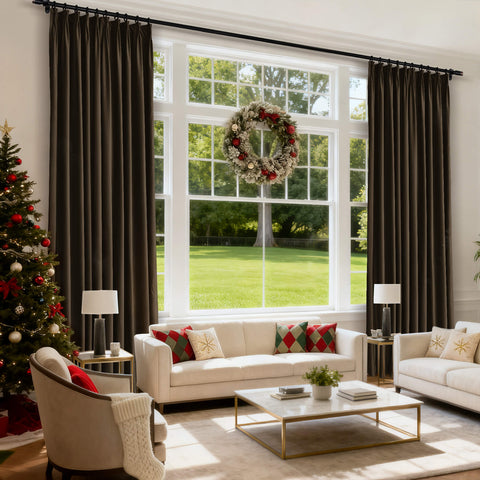 MJ11 Soft Velvet Blackout Drapes For Living Room Bedroom Pinch Pleat