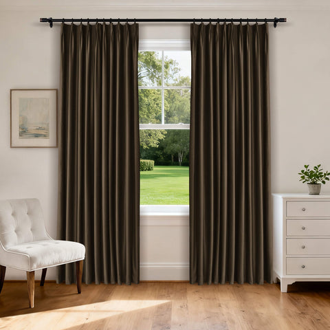 MJ11 Soft Velvet Blackout Drapes For Living Room Bedroom Pinch Pleat