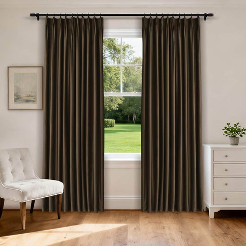 MJ11 Soft Velvet Blackout Drapes For Living Room Bedroom Pinch Pleat - Cololeaf -- 57# Ivory