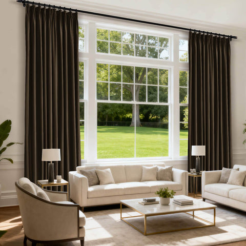 MJ11 Soft Velvet Blackout Drapes For Living Room Bedroom Pinch Pleat - Cololeaf -- 57# Ivory