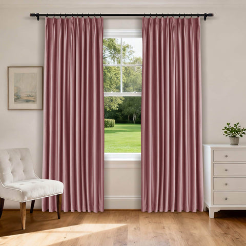 MJ11 Soft Velvet Blackout Drapes For Living Room Bedroom Pinch Pleat - Cololeaf -- 34# Coral