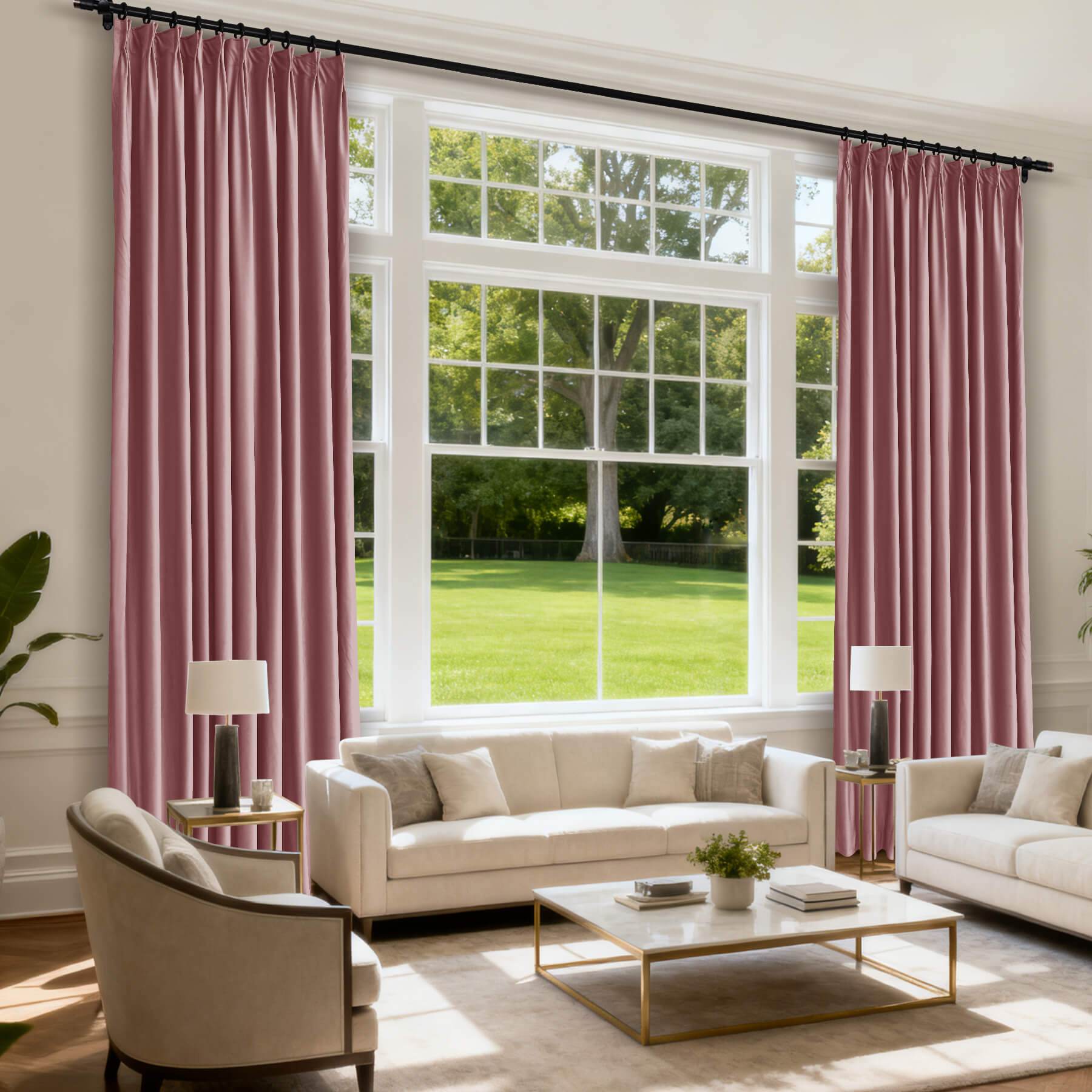 MJ11 Soft Velvet Blackout Drapes For Living Room Bedroom Pinch Pleat - Cololeaf -- 57# Ivory