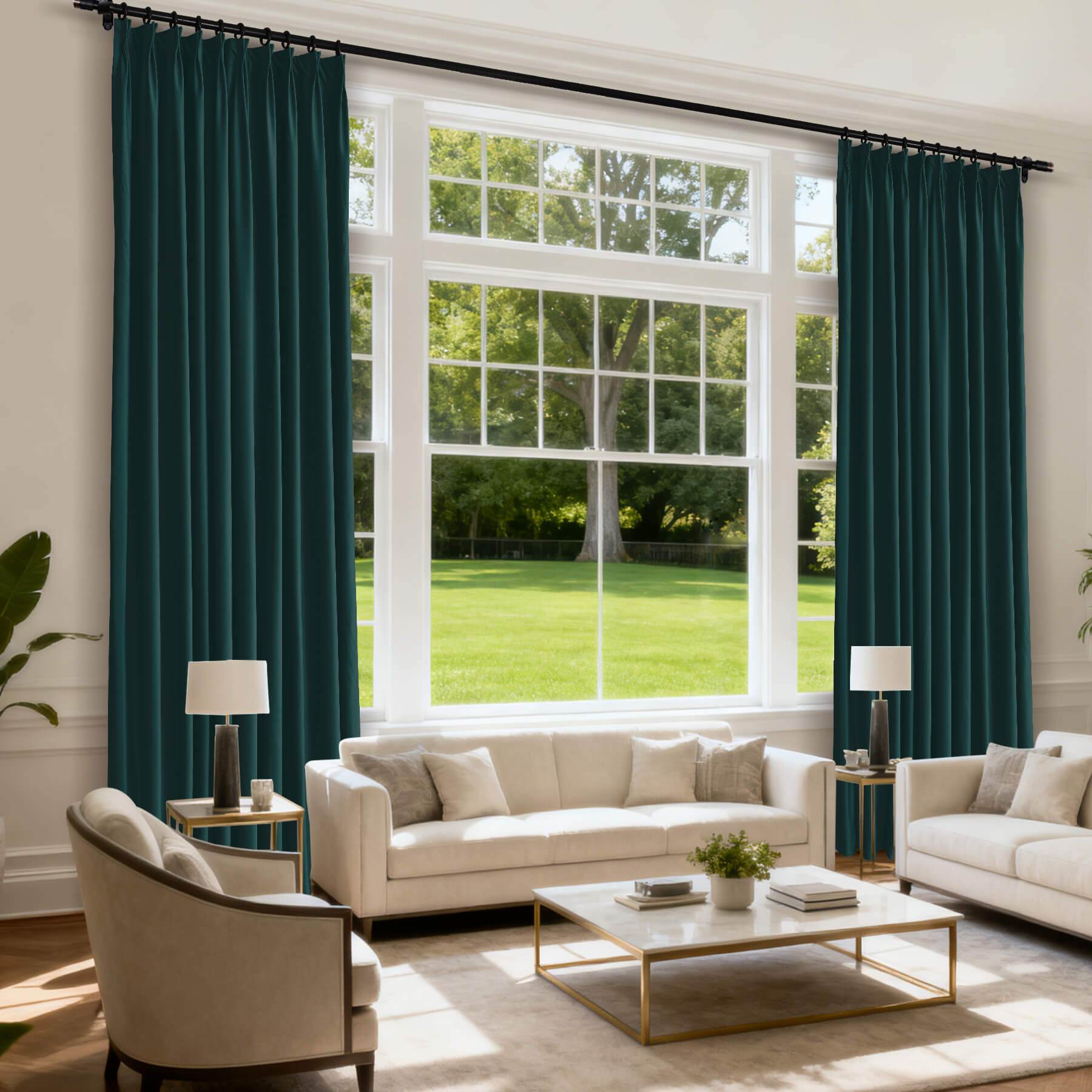 MJ11 Soft Velvet Blackout Drapes For Living Room Bedroom Pinch Pleat - Cololeaf -- 57# Ivory