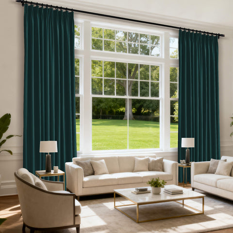 MJ11 Soft Velvet Blackout Drapes For Living Room Bedroom Pinch Pleat 1 Panel