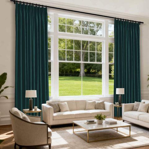 MJ11 Soft Velvet Blackout Drapes For Living Room Bedroom Pinch Pleat - Cololeaf -- 57# Ivory