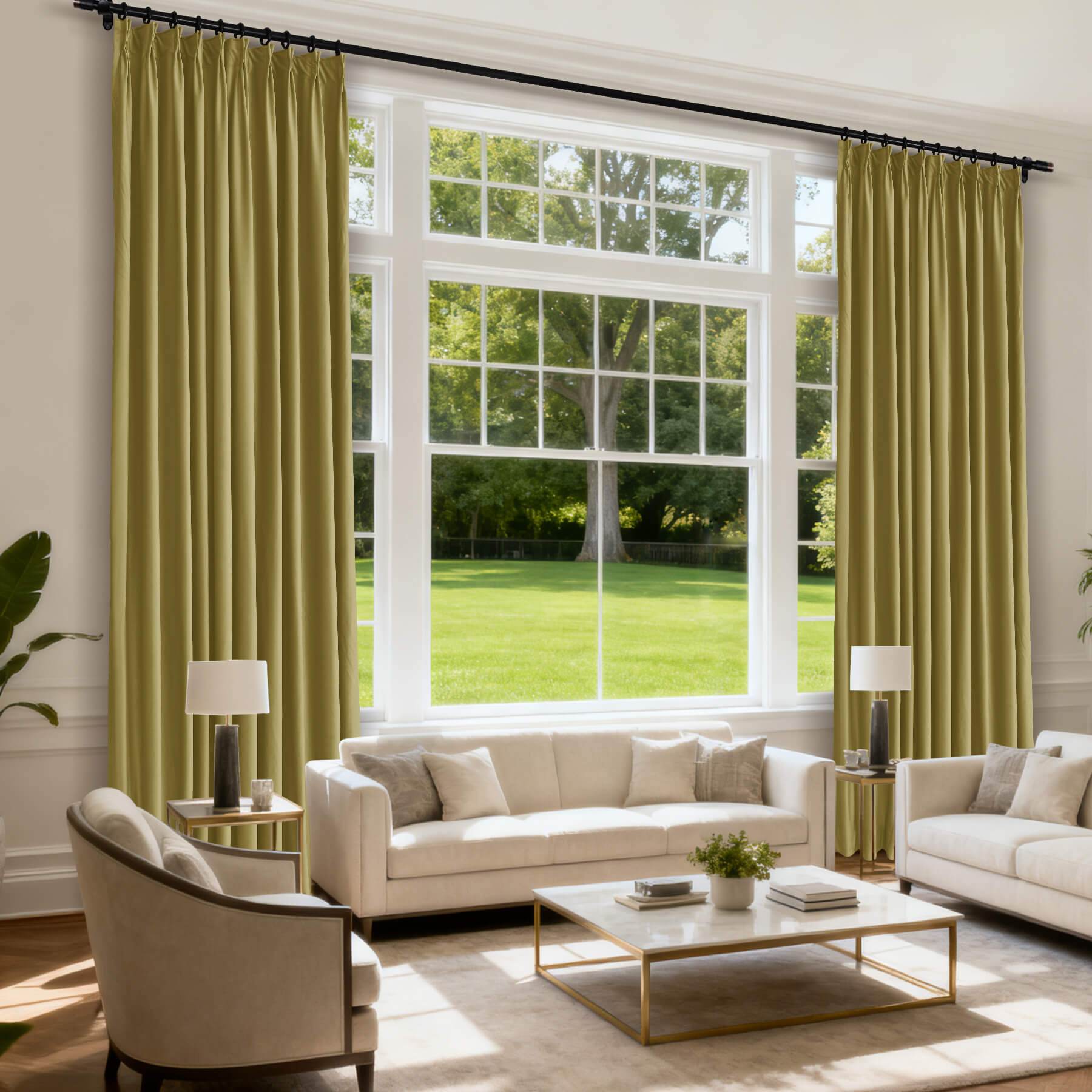 MJ11 Soft Velvet Blackout Drapes For Living Room Bedroom Pinch Pleat - Cololeaf -- 57# Ivory