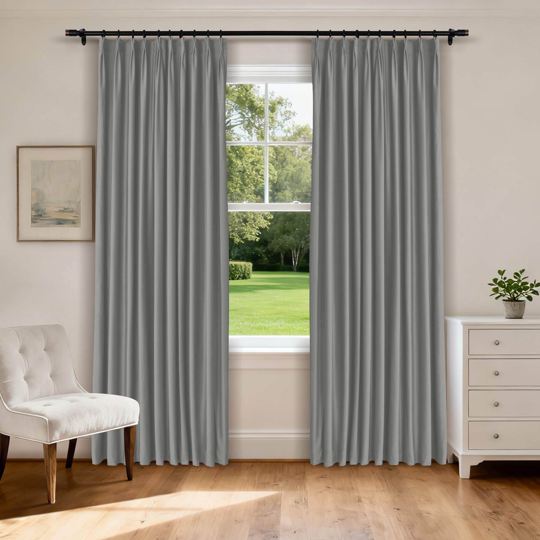 MJ11 Soft Velvet Blackout Drapes For Living Room Bedroom Pinch Pleat - Cololeaf -- 57# Ivory