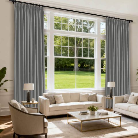 MJ11 Soft Velvet Blackout Drapes For Living Room Bedroom Pinch Pleat - Cololeaf -- 57# Ivory