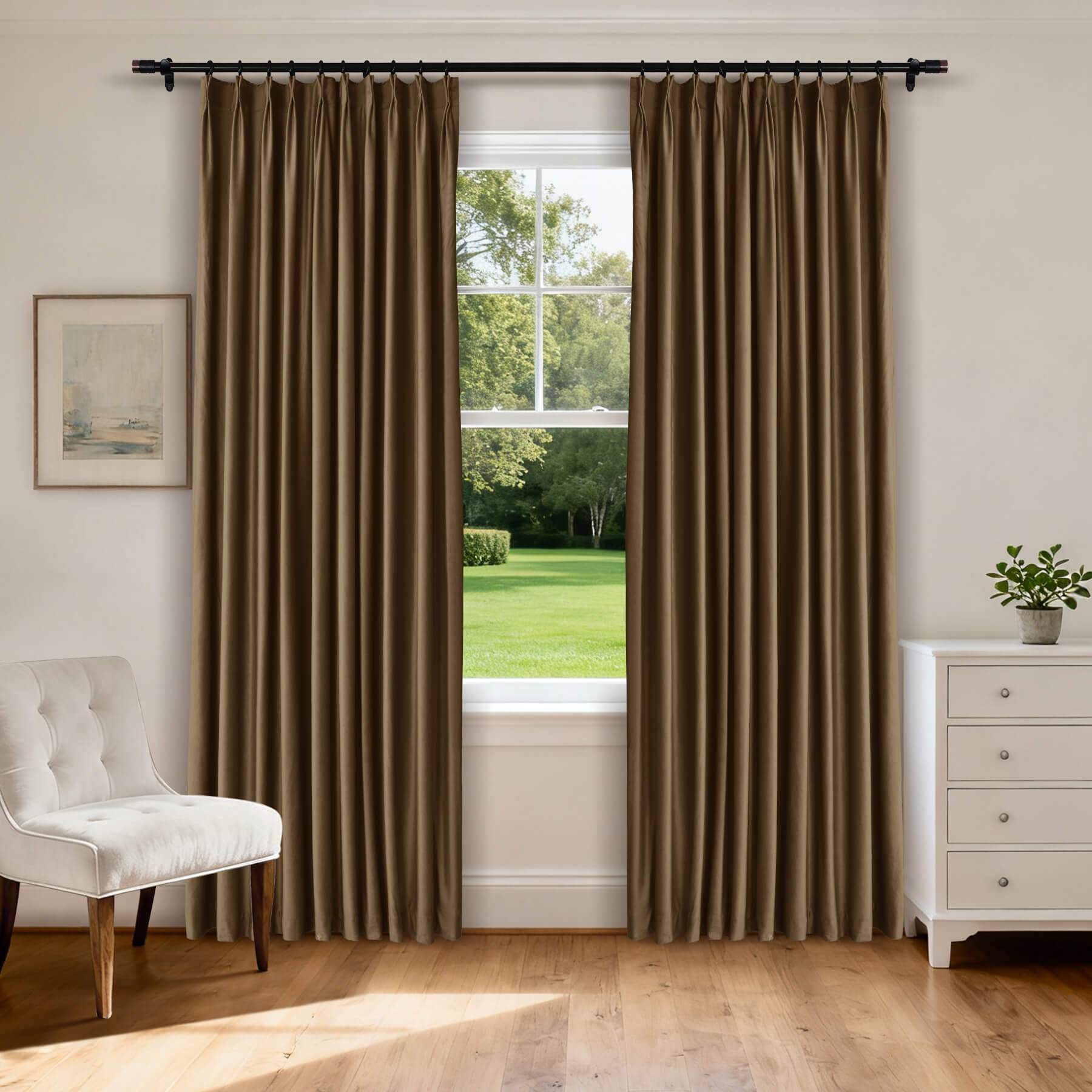 MJ11 Soft Velvet Blackout Drapes For Living Room Bedroom Pinch Pleat - Cololeaf -- 17# Jave