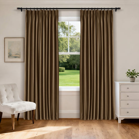 MJ11 Soft Velvet Blackout Drapes For Living Room Bedroom Pinch Pleat 1 Panel