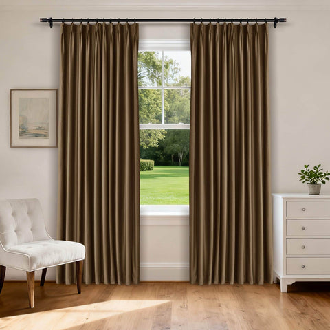 MJ11 Soft Velvet Blackout Drapes For Living Room Bedroom Pinch Pleat - Cololeaf -- 17# Jave