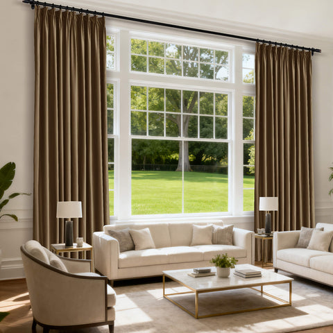 MJ11 Soft Velvet Blackout Drapes For Living Room Bedroom Pinch Pleat 1 Panel