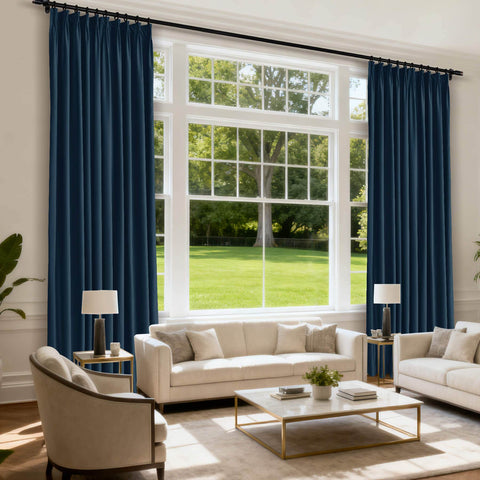 MJ11 Soft Velvet Blackout Drapes For Living Room Bedroom Pinch Pleat - Cololeaf -- 57# Ivory