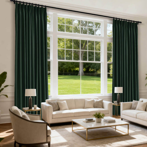 MJ11 Soft Velvet Blackout Drapes For Living Room Bedroom Pinch Pleat - Cololeaf -- 57# Ivory