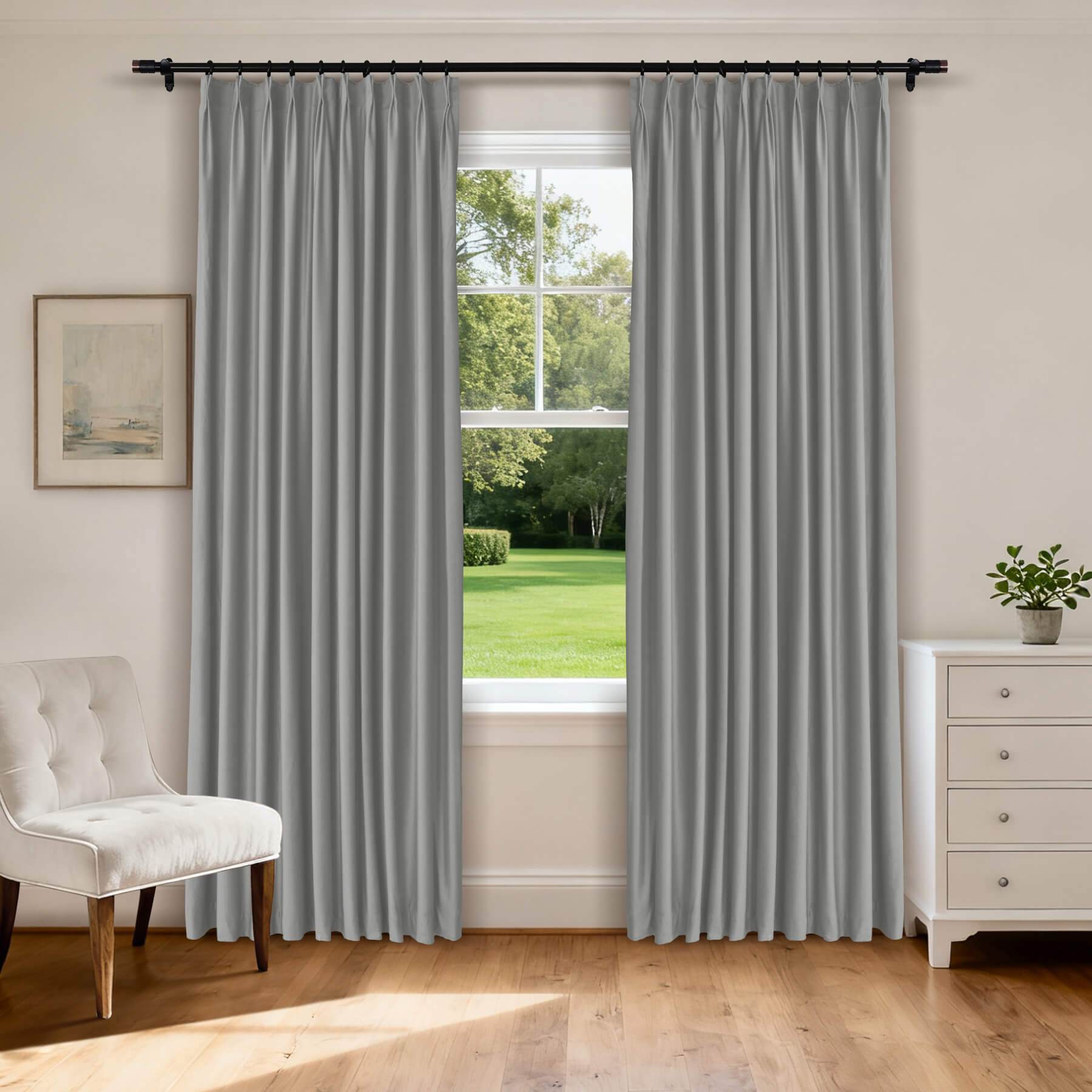 MJ11 Soft Velvet Blackout Drapes For Living Room Bedroom Pinch Pleat - Cololeaf -- 57# Ivory