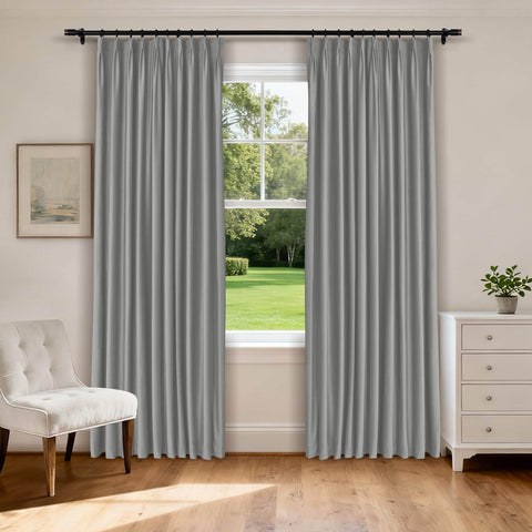 MJ11 Soft Velvet Blackout Drapes For Living Room Bedroom Pinch Pleat - Cololeaf -- 57# Ivory