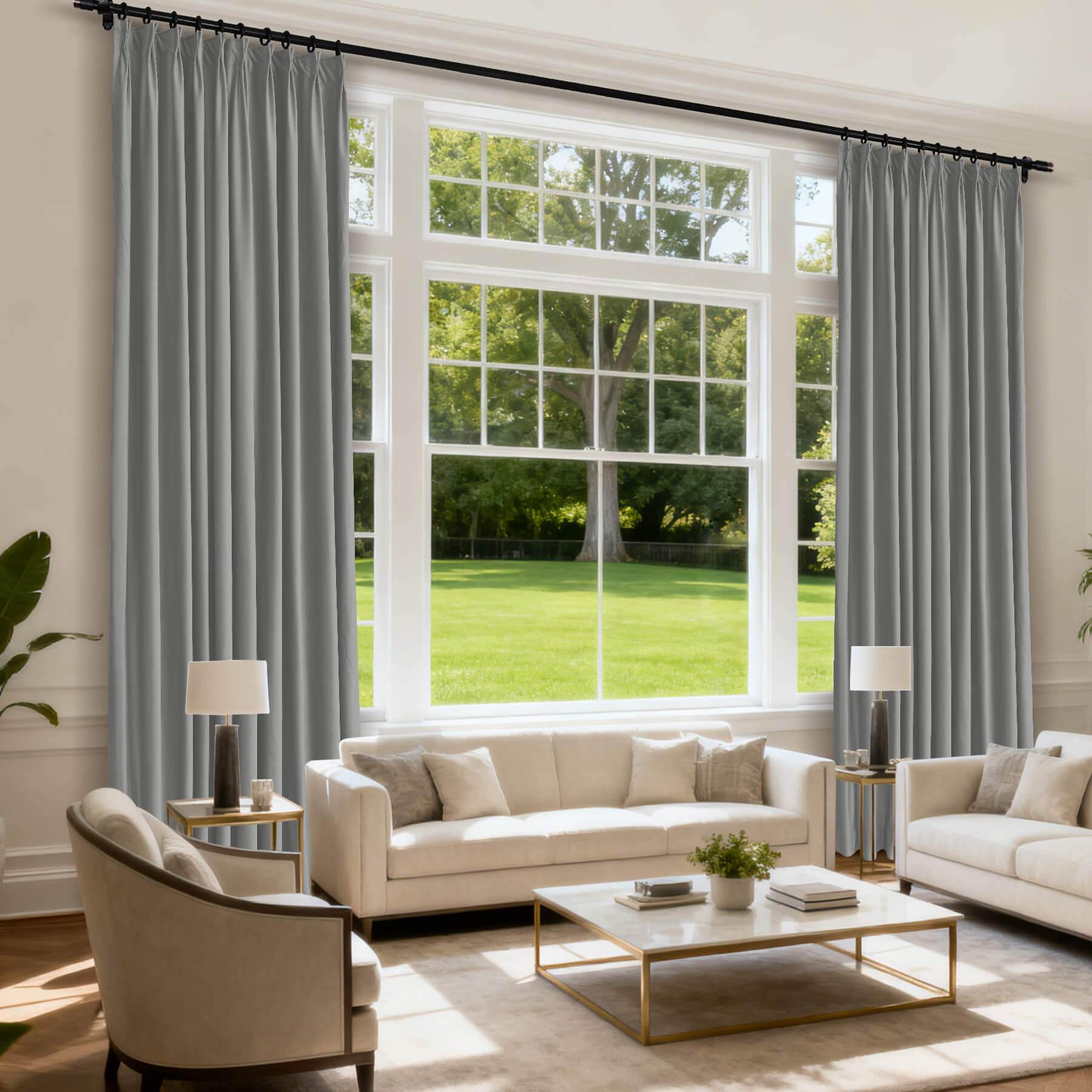 MJ11 Soft Velvet Blackout Drapes For Living Room Bedroom Pinch Pleat - Cololeaf -- 57# Ivory