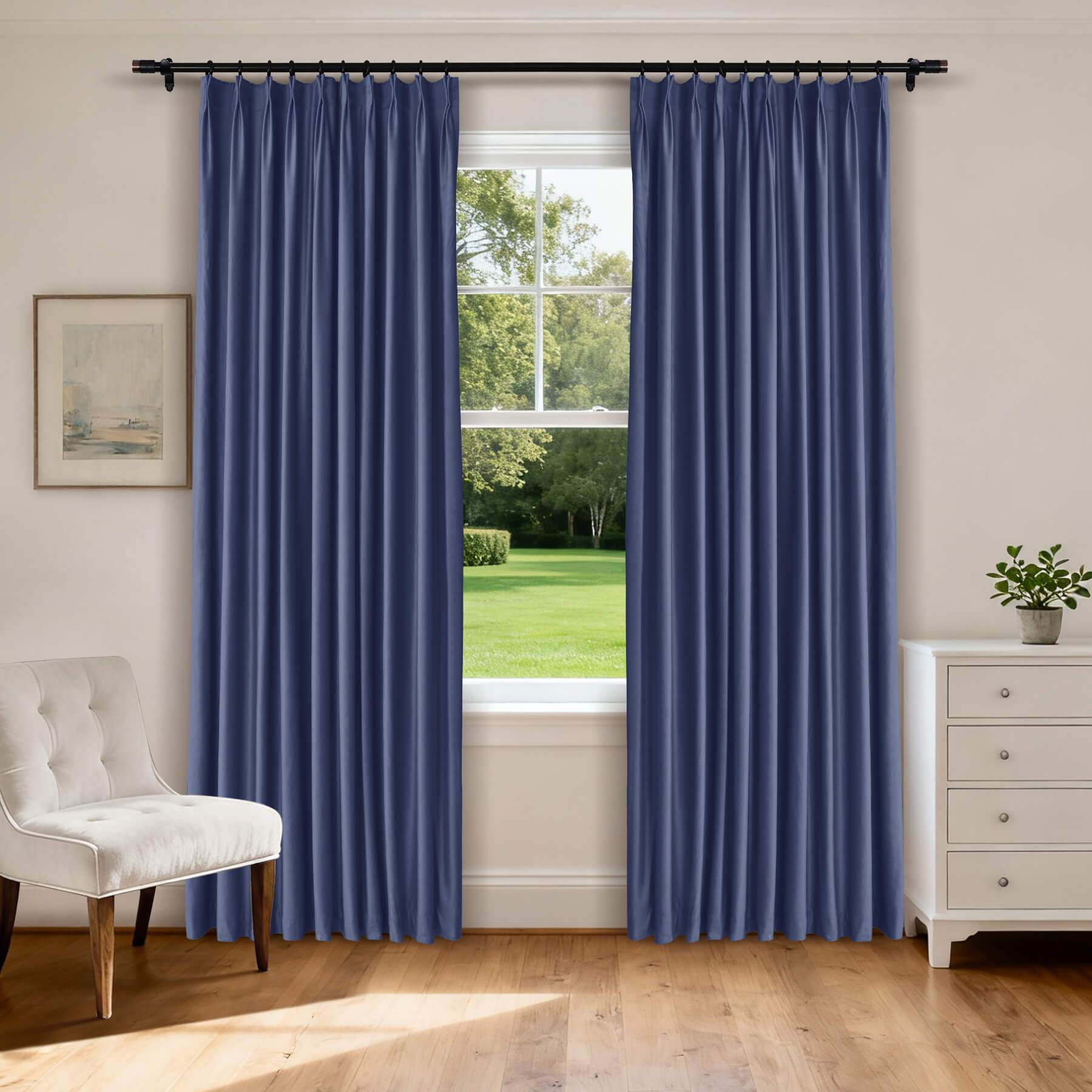 MJ11 Soft Velvet Blackout Drapes For Living Room Bedroom Pinch Pleat - Cololeaf -- 57# Ivory