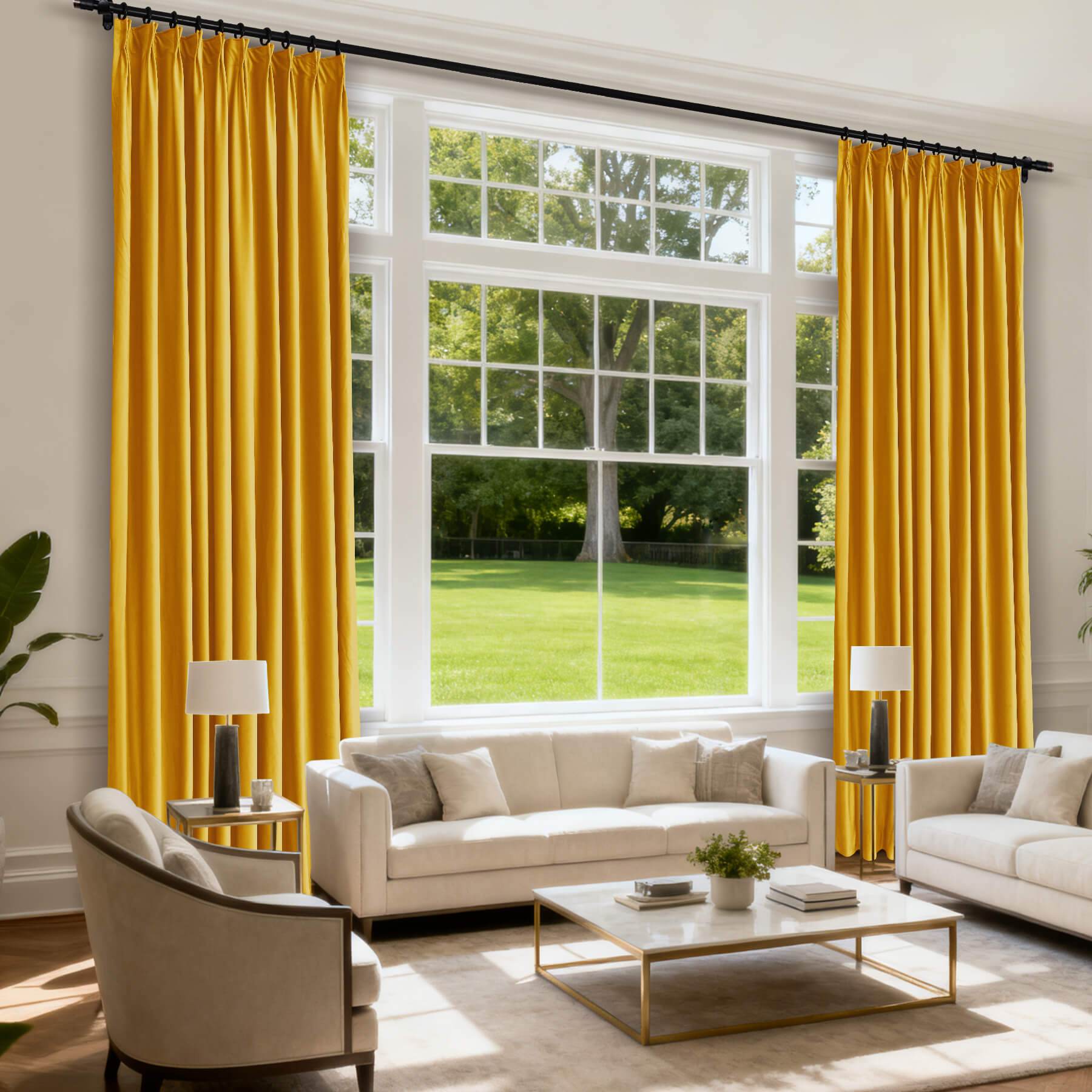 MJ11 Soft Velvet Blackout Drapes For Living Room Bedroom Pinch Pleat - Cololeaf -- 57# Ivory