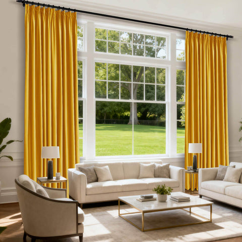 MJ11 Soft Velvet Blackout Drapes For Living Room Bedroom Pinch Pleat - Cololeaf -- 57# Ivory