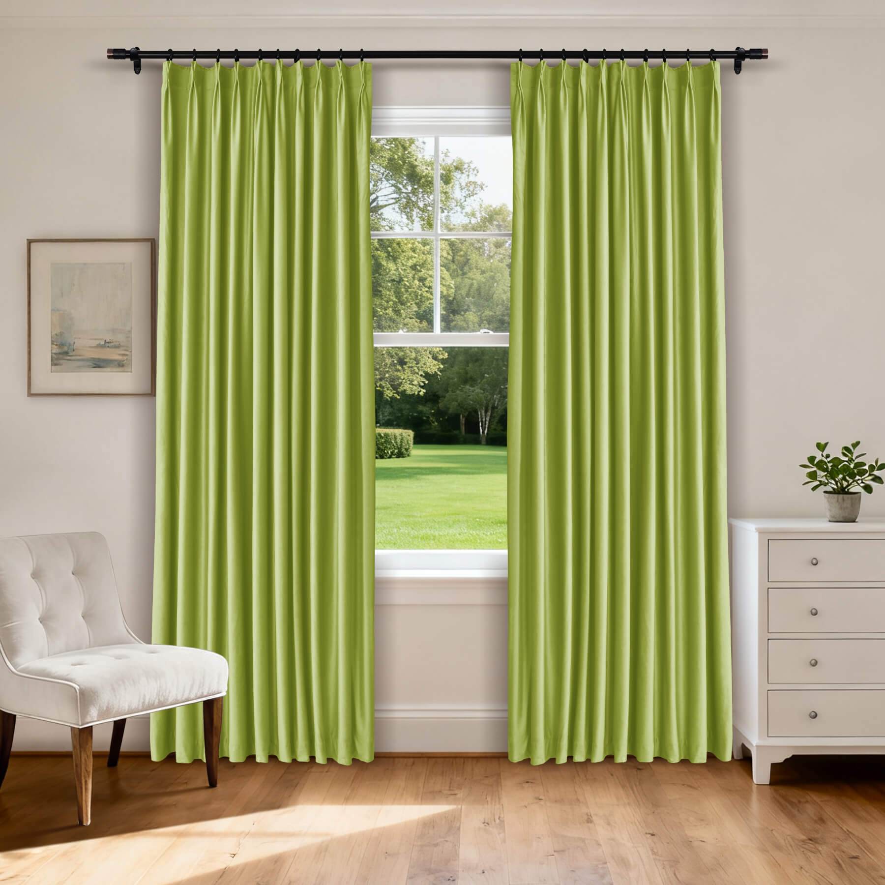 MJ11 Soft Velvet Blackout Drapes For Living Room Bedroom Pinch Pleat - Cololeaf -- 57# Ivory