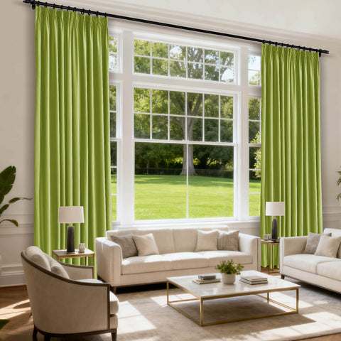 MJ11 Soft Velvet Blackout Drapes For Living Room Bedroom Pinch Pleat - Cololeaf -- 57# Ivory