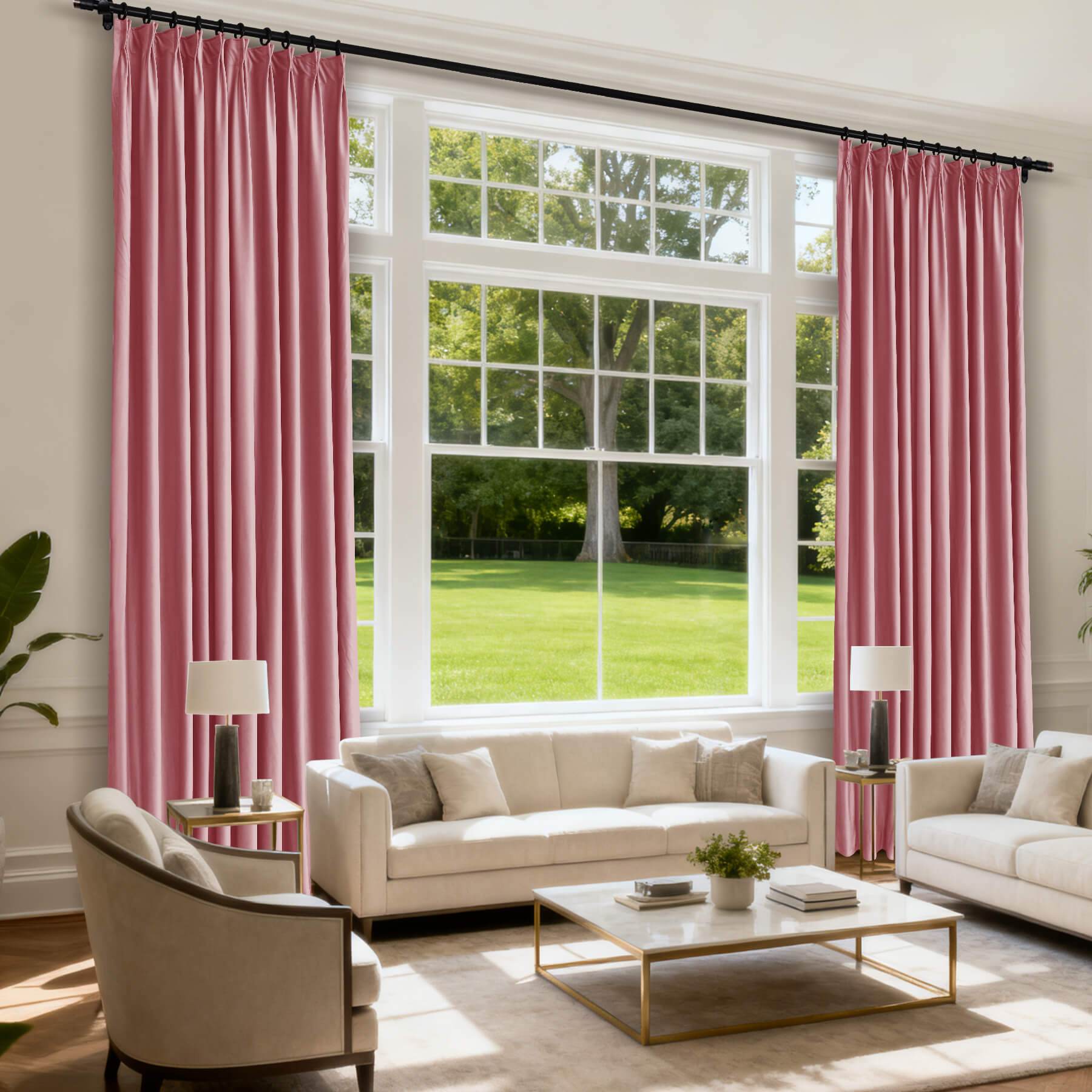 MJ11 Soft Velvet Blackout Drapes For Living Room Bedroom Pinch Pleat - Cololeaf -- 57# Ivory