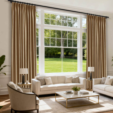 MJ11 Soft Velvet Blackout Drapes For Living Room Bedroom Pinch Pleat - Cololeaf -- 57# Ivory