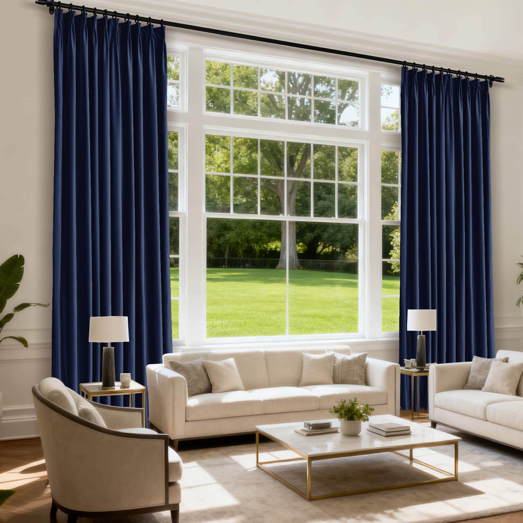 MJ11 Soft Velvet Blackout Drapes For Living Room Bedroom Pinch Pleat - Cololeaf -- 57# Ivory