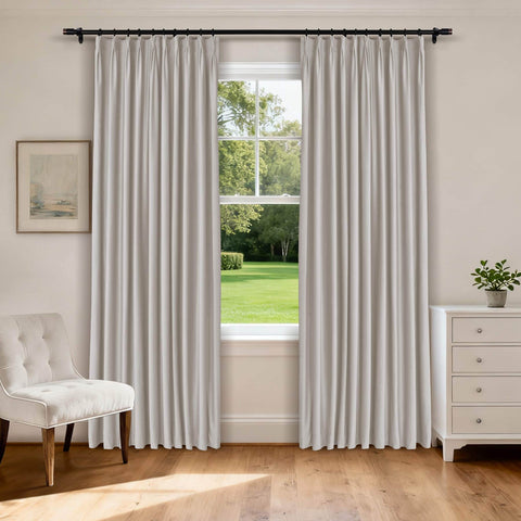 MJ11 Soft Velvet Blackout Drapes For Living Room Bedroom Pinch Pleat - Cololeaf -- 57# Ivory