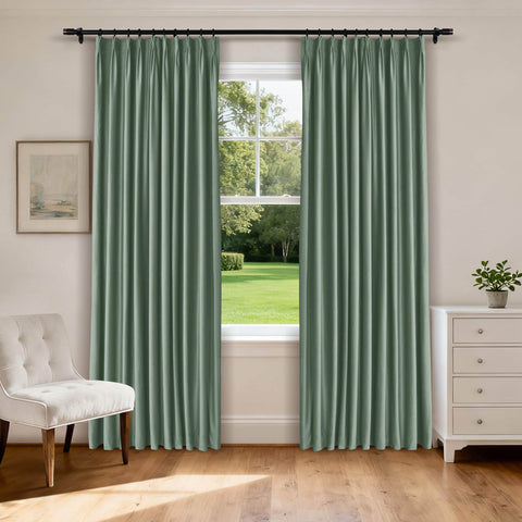 MJ11 Soft Velvet Blackout Drapes For Living Room Bedroom Pinch Pleat - Cololeaf -- 57# Ivory