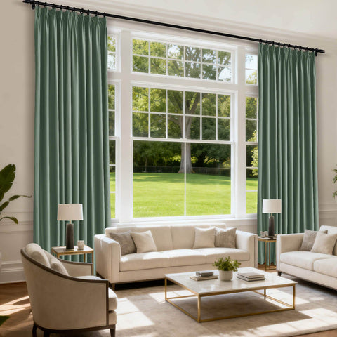 MJ11 Soft Velvet Blackout Drapes For Living Room Bedroom Pinch Pleat - Cololeaf -- 57# Ivory