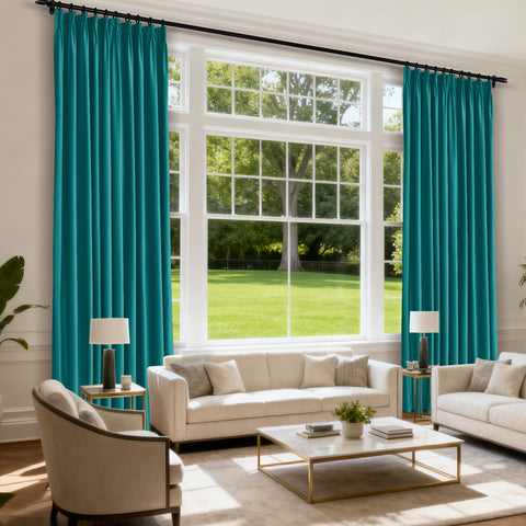 MJ11 Soft Velvet Blackout Drapes For Living Room Bedroom Pinch Pleat 1 Panel