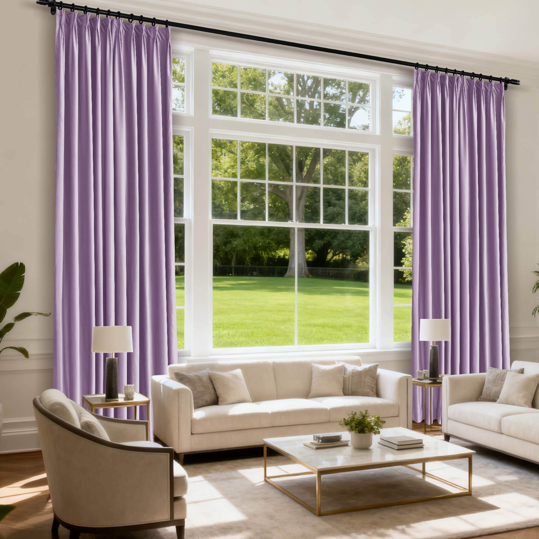 MJ11 Soft Velvet Blackout Drapes For Living Room Bedroom Pinch Pleat - Cololeaf -- 57# Ivory