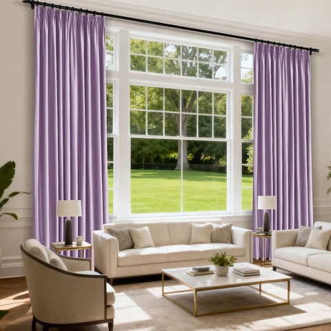 MJ11 Soft Velvet Blackout Drapes For Living Room Bedroom Pinch Pleat - Cololeaf -- 57# Ivory