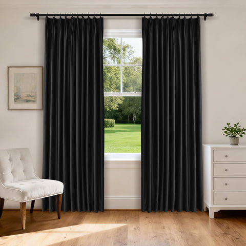 MJ11 Soft Velvet Blackout Drapes For Living Room Bedroom Pinch Pleat 1 Panel
