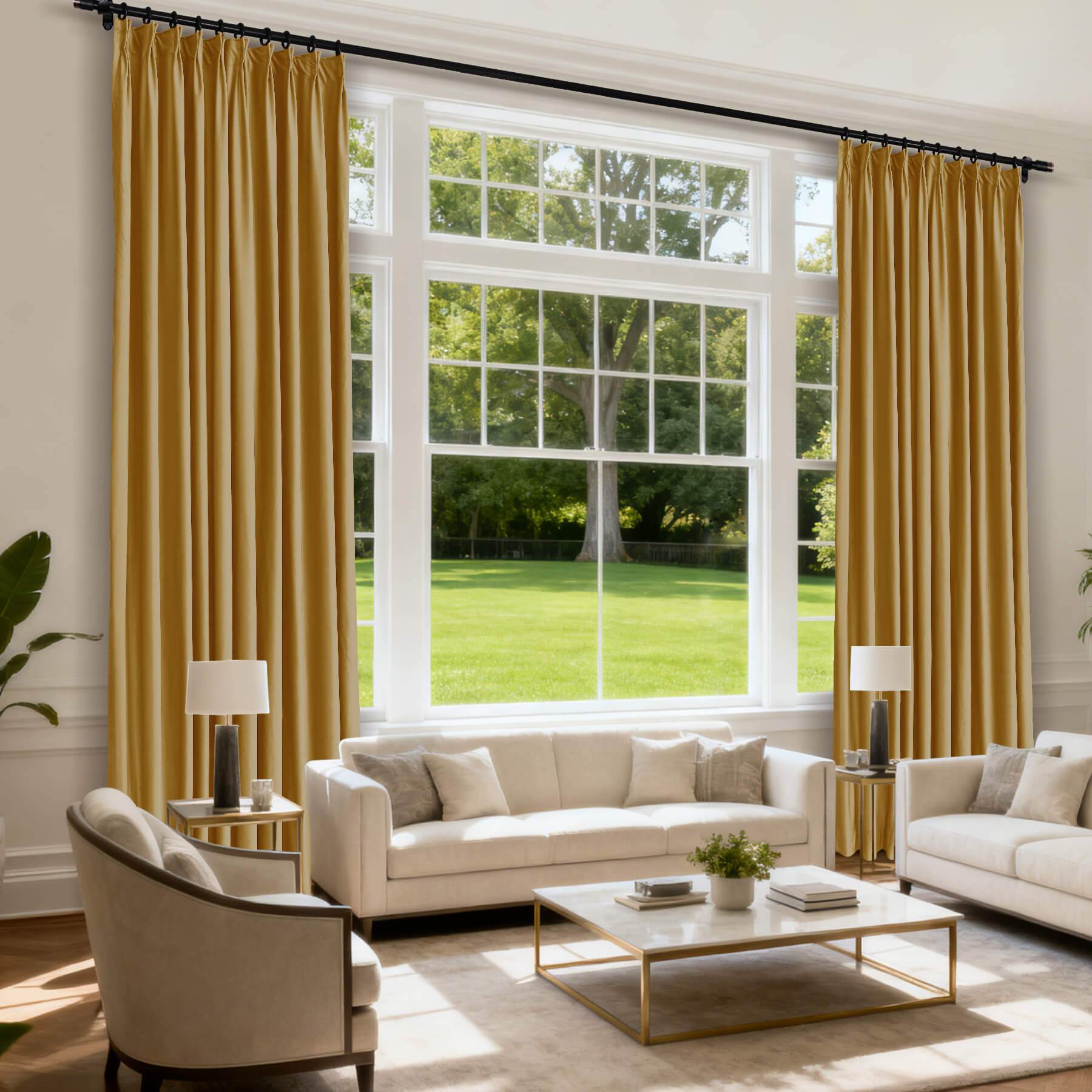 MJ11 Soft Velvet Blackout Drapes For Living Room Bedroom Pinch Pleat - Cololeaf -- 57# Ivory