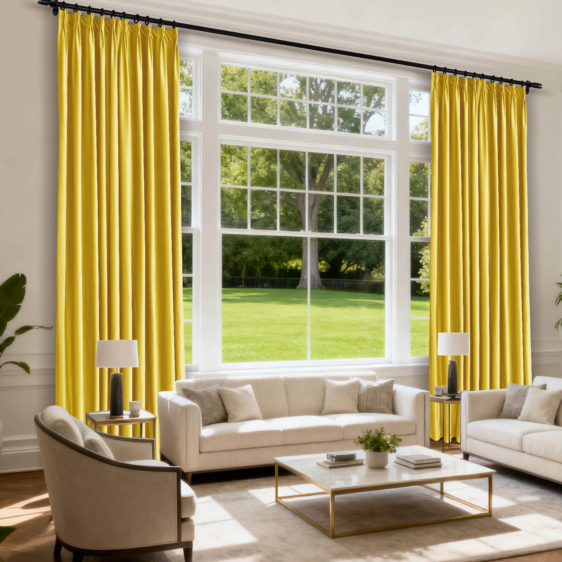 MJ11 Soft Velvet Blackout Drapes For Living Room Bedroom Pinch Pleat - Cololeaf -- 57# Ivory