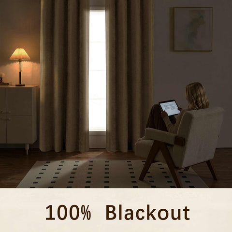 OY12 Blackout Soft Chenille Curtains Pinch Pleat 1 Panel
