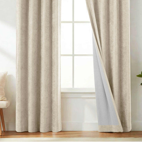 OY12 Blackout Soft Chenille Curtains Pinch Pleat 1 Panel