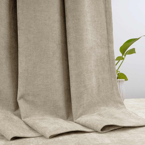 OY12 Blackout Soft Chenille Curtains Pinch Pleat 1 Panel
