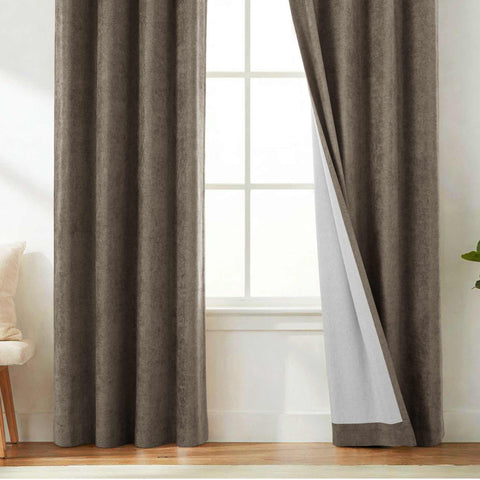 OY12 Blackout Soft Chenille Curtains Pinch Pleat 1 Panel