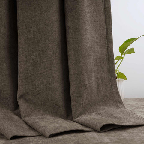 OY12 Blackout Soft Chenille Curtains Pinch Pleat 1 Panel